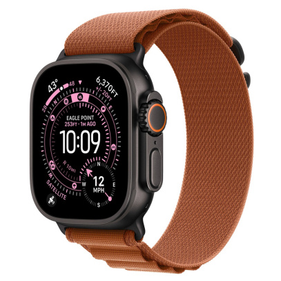 Apple Watch Ultra 3 (2025), 49 мм корпус из титана цвета «Black», ремешок Alpine Loop размера S цвета «Terra Cotta»