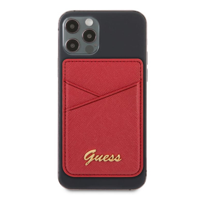 Магнитный бумажник Guess Wallet Cardslot MagSafe Saffiano Script logo (GUWMSSASLRE) Красный