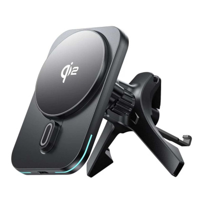 Автомобильный держатель с беспроводной зарядкой WiWU Qi2.0 MAGO Magsafe wireless car charger CH-323 Black, черный