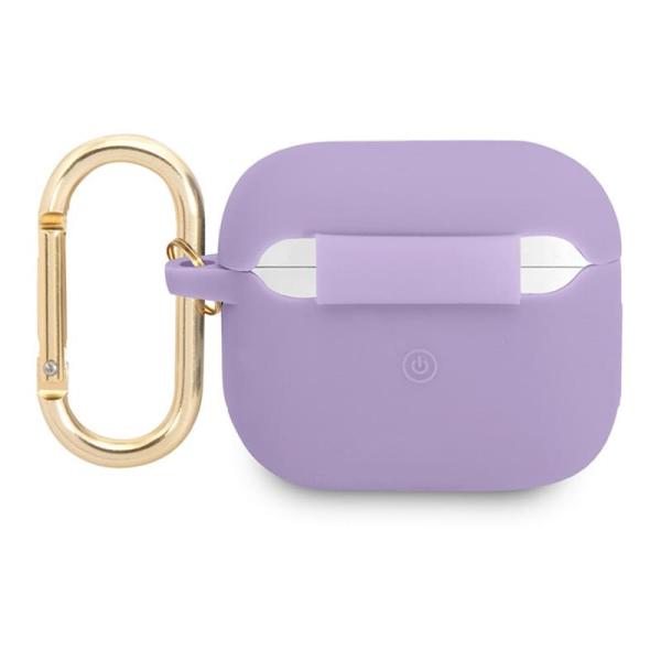 Чехол Guess для AirPods 3 с карабином CG Mobile Silicone with ring Script logo (GUA3SLSMP) Фиолетовый