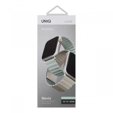 Ремешок для Apple Watch 42/44/45/49 mm UNIQ Revix reversible Magnetic (45MM-REVSAGBEG) Зелёный/Бежевый