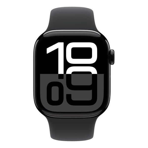 Apple Watch Series 10, 42 мм корпус из алюминия цвета «Jet Black», ремешок Sport Band размера S/M цвета «Black»