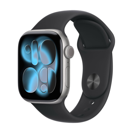 Apple Watch Series 11, 46 мм корпус из алюминия цвета «Space Gray», ремешок Sport Band размера S/M цвета «Black»