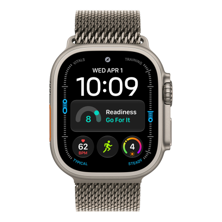 Apple Watch Ultra 4, 49 мм корпус из титана цвета «Natural», ремешок Titanium Milanese Loop цвета «Natural» размера M