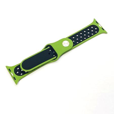 Ремешок для Apple Watch 38/40 mm Nike+ Silicone Sport Band Чёрно-зеленый