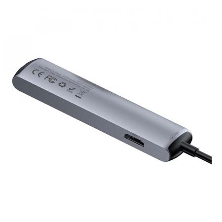 Переходник Baseus для MacBook HUB Mechanical eye 6в1 (USB/HDMI/Type-C/RJ45) (CAHUB-J0G) Deep Grey, тёмно-серый