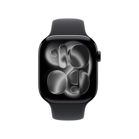 Apple Watch Series 11, 42 мм корпус из алюминия цвета «Jet Black», ремешок Sport Band размера S/M цвета «Black»