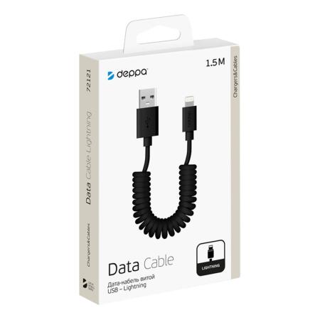 Дата-кабель Deppa USB - Lightning витой, 1,5 м (72121) Черный