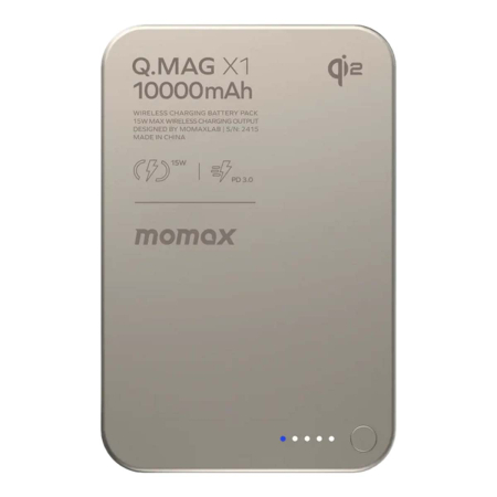 Внешний аккумулятор MOMAX 10000mAh Q.Mag X1 Magnetic Wireless Battery Pack (IP117AE) Титан