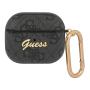 Чехол для Airpods 3 Guess PU leather 4G с карабином и металлическим логотипом (GUA34GSMK) Серый